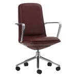 Normann Copenhagen Off chair with 5 wheels, armrests, alu. - brown leather Ultra