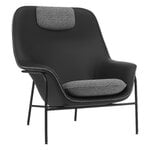 Drape lounge chair, headr., black leather- Hallingdal 166- black