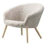 Fredericia Fauteuil lounge Ditzel, peau de mouton Moonlight - chêne