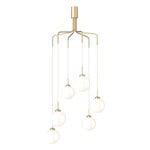 Pendant lamps, Apiales Cluster 6 chandelier, brushed brass - opal, Gold