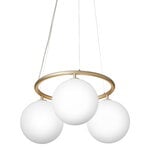 Pendant lamps, Miira 3 Circular pendant, brass - opal white, White