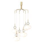 Pendant lamps, Rizzatto Cluster 6 chandelier, brass - opal white, White