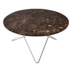 Coffee tables, O table, stainless steel - brown marble, Brown