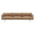 Soffor, Outline soffa, 3 1/2-sits, Grace kamelfärgat läder - aluminium, Brun