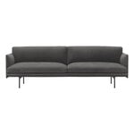 Sofas, Outline sofa, 3 seater, Grace leather grey - black, Gray