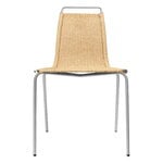 Dining chairs, PK1 chair, stainless steel - natural paper cord, Silver