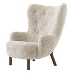 Fauteuils, Fauteuil lounge Petra VB3, peau de mouton Moonlight - noyer, Blanc