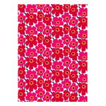 Marimekko Pieni Unikko fabric, white - red