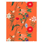 Puutarhakutsut cotton fabric, orange - multicolour