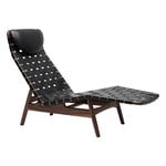 Fauteuils, Chaise longue AV Egoist avec coussin, noyer - cuir noir, Noir