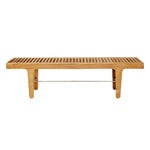 Outdoor benches, RIB low bench, teak - stainless steel, Natural