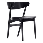 Ruokapöydän tuolit, No 7 tuoli, musta tammi - musta nahka, Musta