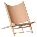 Fauteuils, Chaise safari OGK, hêtre - cuir naturel, Naturel