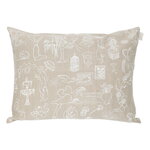 Saana ja Olli Mielenmaisemia cushion cover, 60 x 80 cm, beige - white 