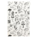 Mielenmaisemia tea towel/place mat, white - black
