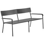 Outdoor lounge chairs, August 2-seater bench with backrest, black, Black