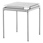 Tavoli da appoggio, Tavolino Sett LN11, marmo bianco di Carrara - cromo scuro, Bianco