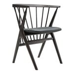 Dining chairs, No 8 chair, dark stained beech - anthracite leather, Grey