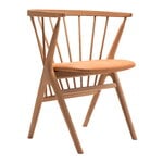 Dining chairs, No 8 chair, oiled beech - cognac leather, Brown