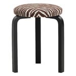 Artek Aalto stool 60, black - Zebra brown/white