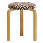 Artek Aalto stool 60, honey - Zebra brown/white