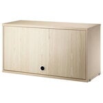 Shelving units, String cabinet with flip door, 78 x 30 cm, ash, Natural