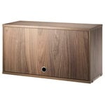 Shelving units, String cabinet with flip door, 78 x 30 cm, walnut, Brown