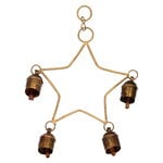Holiday decorations, Star bell decoration, brass, Gold