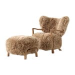 &Tradition Fauteuil lounge Wulff et pouf, peau de mouton Honey 50 mm - chêne