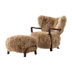 &Tradition Wulff ATD2 Sessel und Pouf, Honig Schaffell 50 mm - Nussbaum