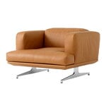 &Tradition Fauteuil lounge Inland AV21, aluminium poli - cuir cognac Noble