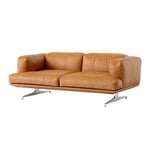 &Tradition 2-Sitzer Sofa Inland AV22, pol. Aluminium - edles Leder cognac