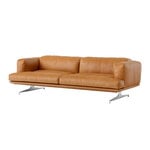 &Tradition 3-Sitzer Sofa Inland AV23, pol. Aluminium - edles Leder cognac