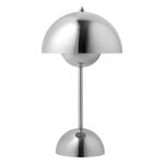 Illuminazione, Lampada da tavolo portatile Flowerpot VP9, placcata in cromo, Argento