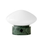 &Tradition Mist portable table lamp AP21, Verde Guatemala marble - opal glass
