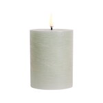 LED pillar candle, 7,8 x 10 cm, rustic texture, dusty green
