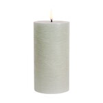 LED pillar candle, 7,8 x 15 cm, rustic texture, dusty green