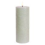 LED pillar candle, 7,8 x 20 cm, rustic texture, dusty green