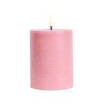LED pillar candle, 7,8 x 10 cm, rustic texture, dusty rose