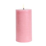 LED pillar candle, 7,8 x 15 cm, rustic texture, dusty rose