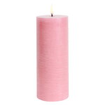 LED pillar candle, 7,8 x 20 cm, rustic texture, dusty rose