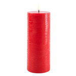 LED pillar candle, 7,8 x 20 cm, rustic texture, red