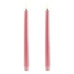 LED taper candle, 2 pcs, dusty rose
