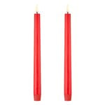 LED taper candle, 2 pcs, red