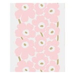 Tessuto in raso di cotone Unikko Metal, bianco - rosa - oro