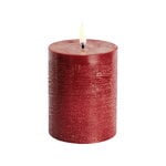 Uyuni Lighting Bougie pilier LED, 7,8 x 10 cm, texture rustique, rouge carmin