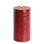 Uyuni Lighting LED pillar candle, 7,8 x 15 cm, rustic texture, carmine red