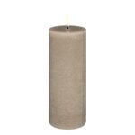 Candles, LED pillar candle, 7,8 x 20 cm, rustic texture, sandstone, Beige