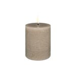 Candles, LED pillar candle, 7,8 x 10 cm, rustic texture, sandstone, Beige