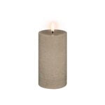 Candles, LED pillar candle, 7,8 x 15 cm, rustic texture, sandstone, Beige